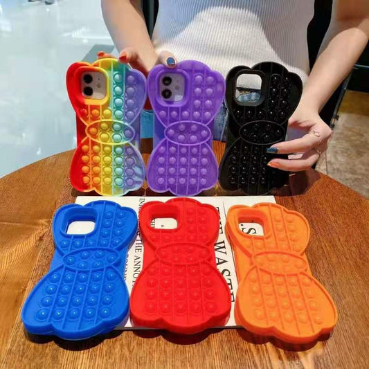 Reliver Stress Toys Push It Bubble Phone Case Color Bow Finger Pressure Version Of The Soft Silicone Protective Shell