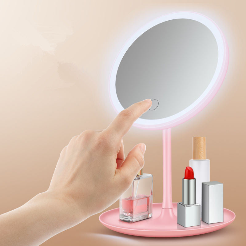 Hot-Selling Makeup Mirror Led Light Mirror Portable Three-Color Adjustable Vanity Mirror Desktop Beauty Dormitory Makeup Mirror With Light