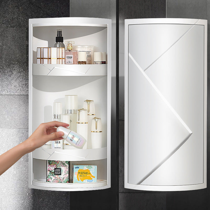 Rotatable Bathroom Makeup Organizer Corner Plastic Wall Mounted Storage Rack Box