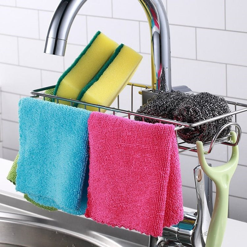 Adjustable Sink Drain Rack Sponge Storage Faucet Holder Soap Drainer Shelf Basket Organizer Kitchen Bathroom Accessories