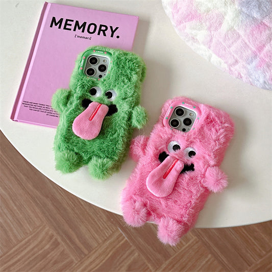 Funny Sticking Tongue Out Cartoon Plush Suitable Phone Case Drop-resistant