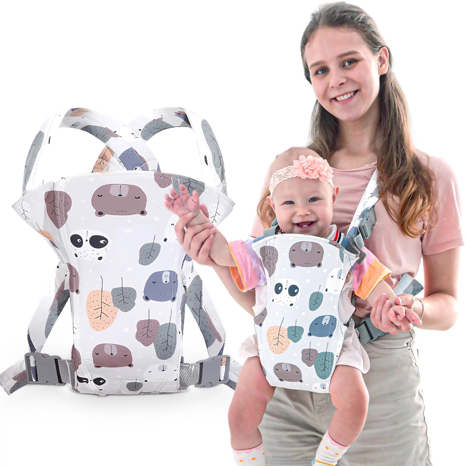 4 in 1 Baby Carrier, Infant Wraps Carrier Ergonomic Baby Carrier Backpack, Newborn Carrier for Baby Carrier Newborn to Toddler, Colorful