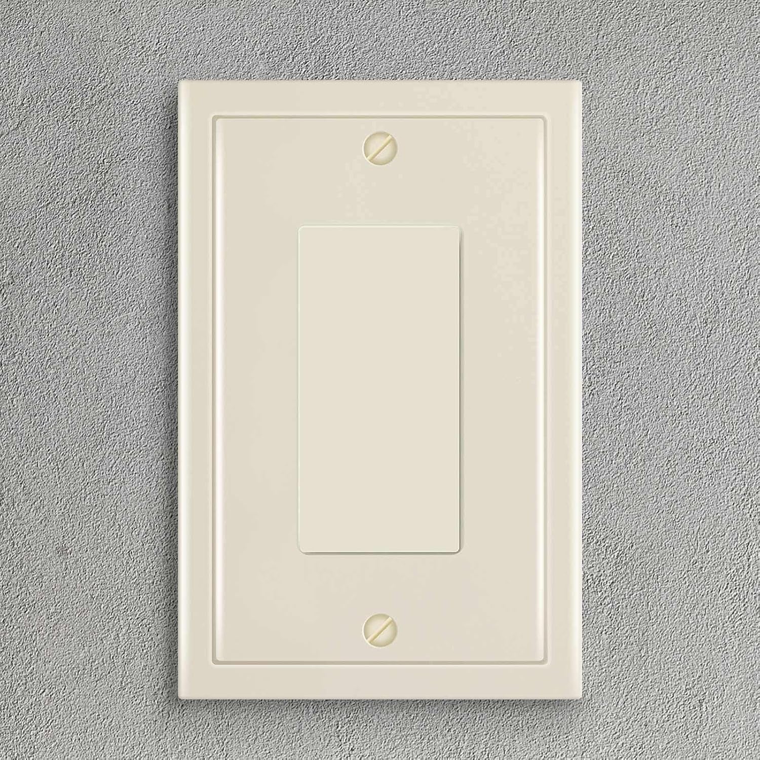 Modern Edge Decorative Wall Plate Switch Plate Outlet Cover, Durable Solid Zinc Alloy (Single Decorator 3PK, Light Almond)