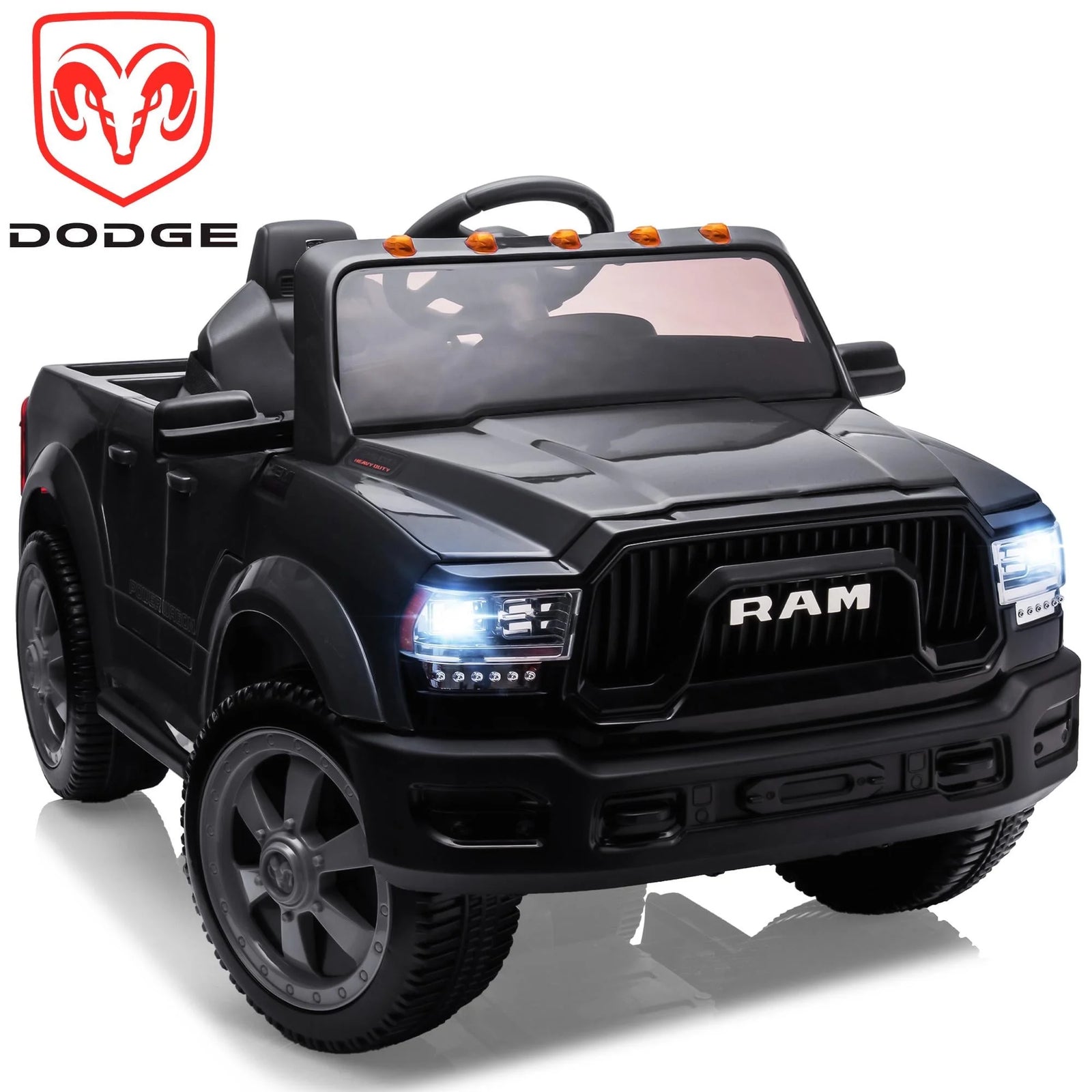 Dodge RAM Ride on Truck Car, 12V Powered Ride on Toy with Remote Control, Rear Wheel Suspension, 5 Point Safety Belt, MP3 Player, Bluetooth, LED Lights, Electric Car for 3-5 Years Boys Girls, Black