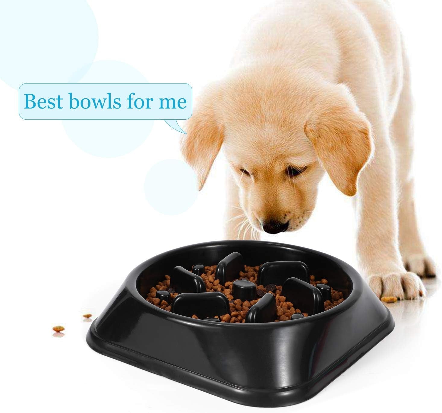 Dog Feeder Slow Eating Pet Bowl Eco-Friendly Durable Non-Toxic Preventing Choking Healthy Design Bowl for Dog Pet(S-M,Black)